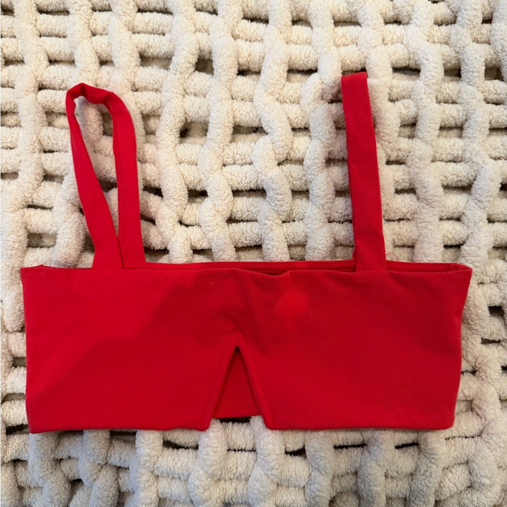 Red Strap Crop Top